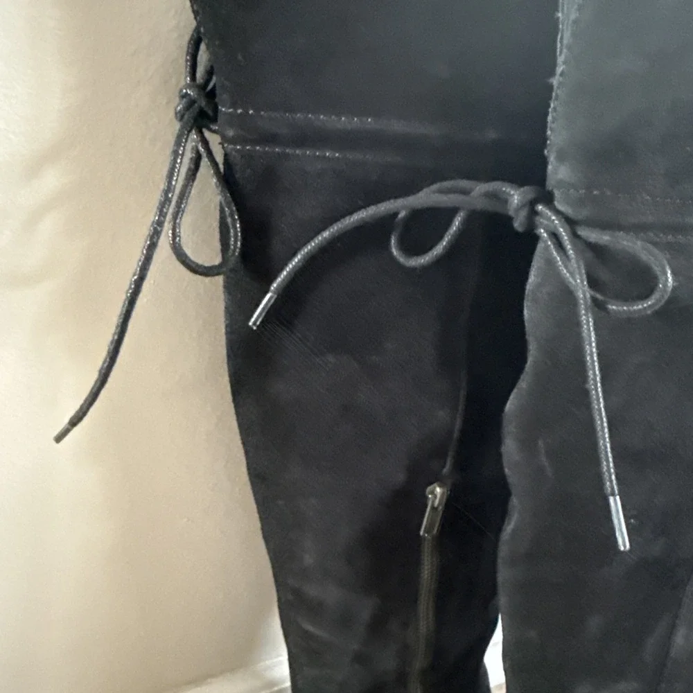 Born Womens 7M Gallinara Boot Over The Knee Black‎ Distressed Suede Riding Boho